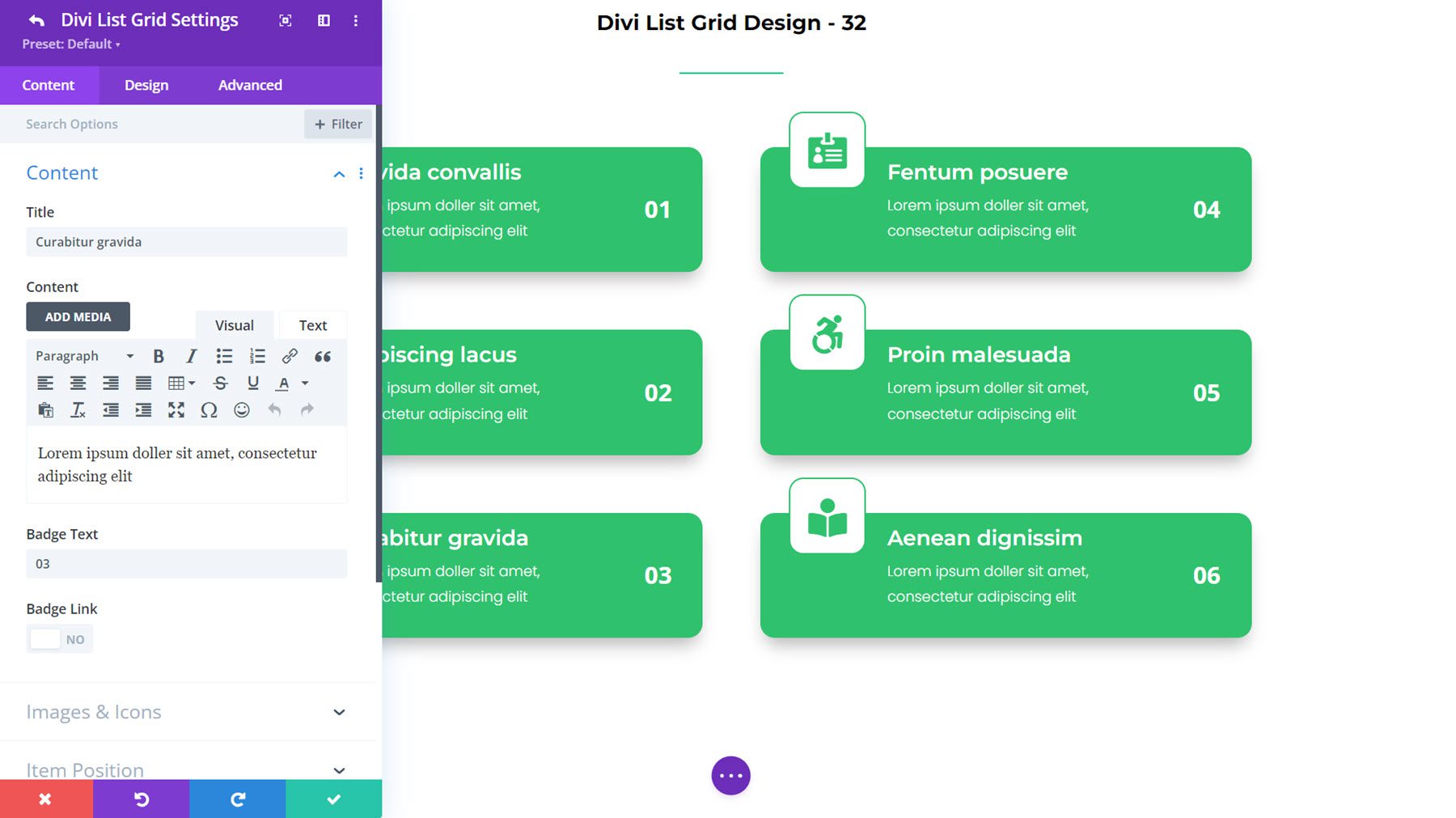 DiviGrid List Grid