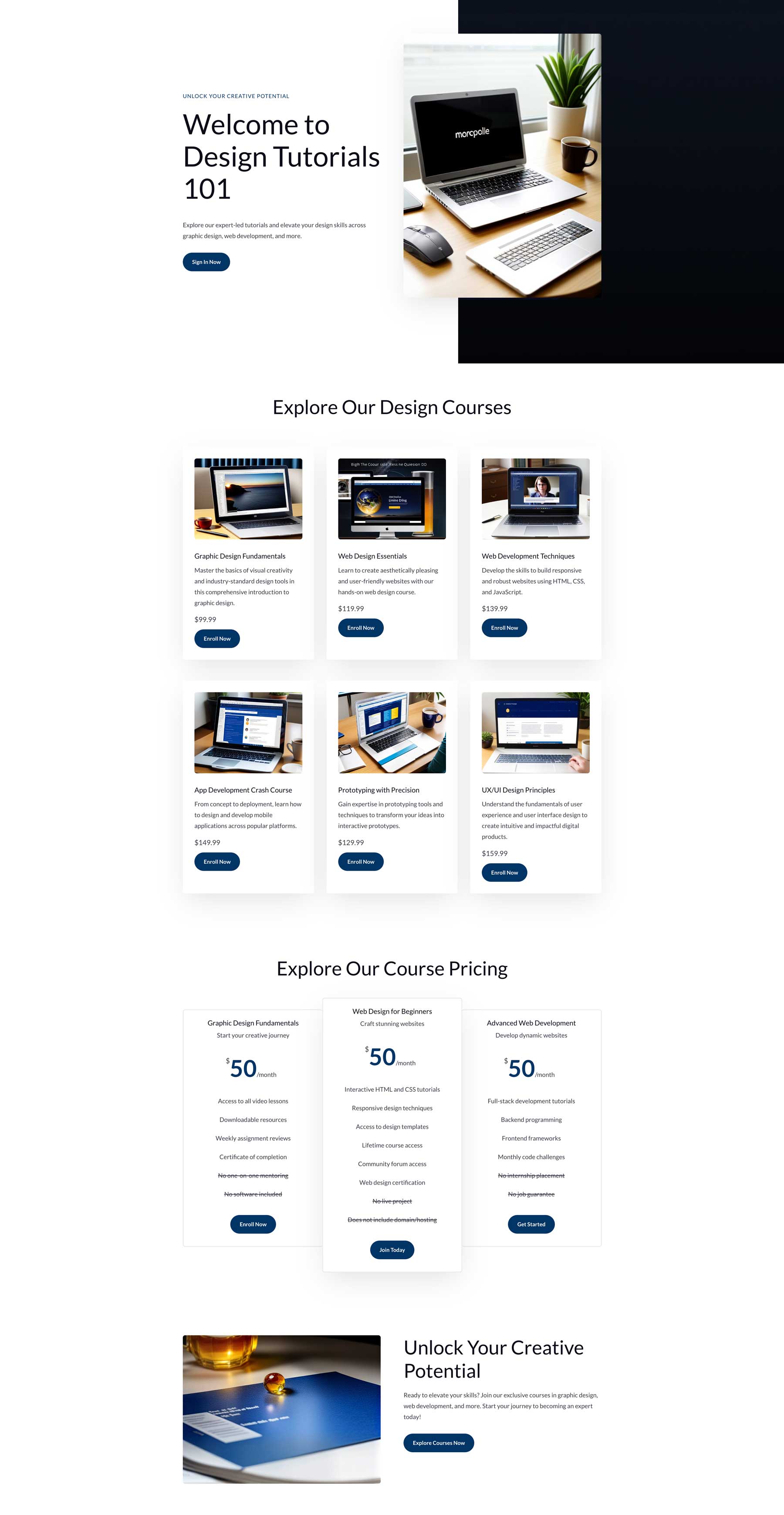 online course landing page