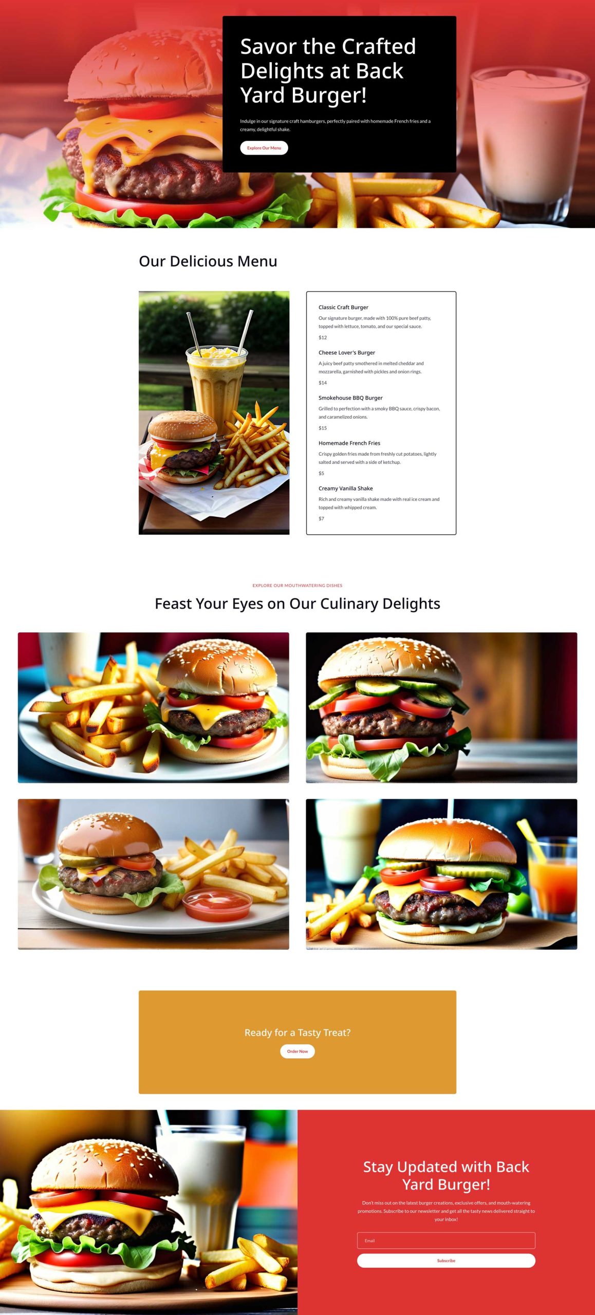 restaurant menu page Divi Layouts AI