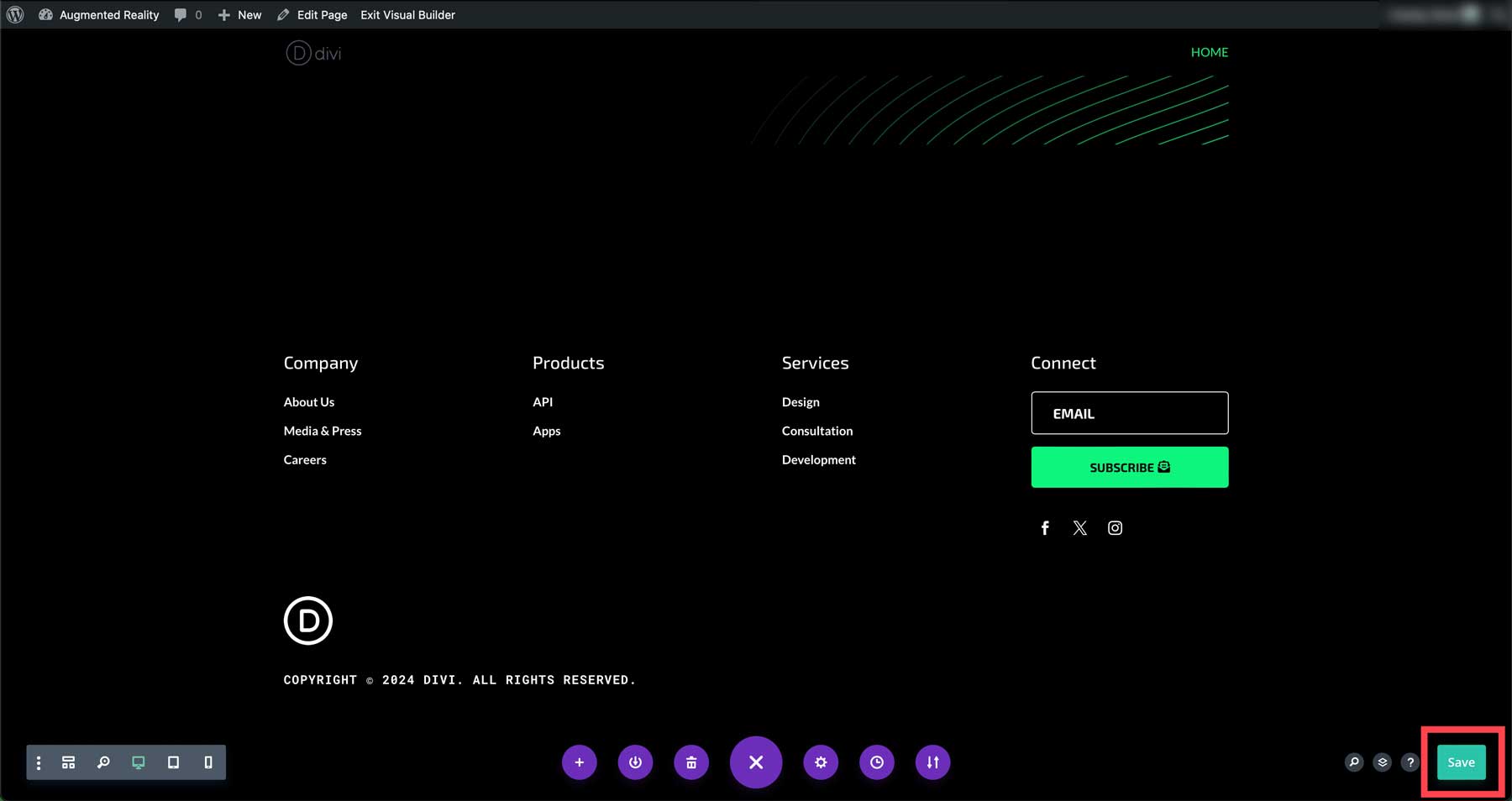 save Divi page