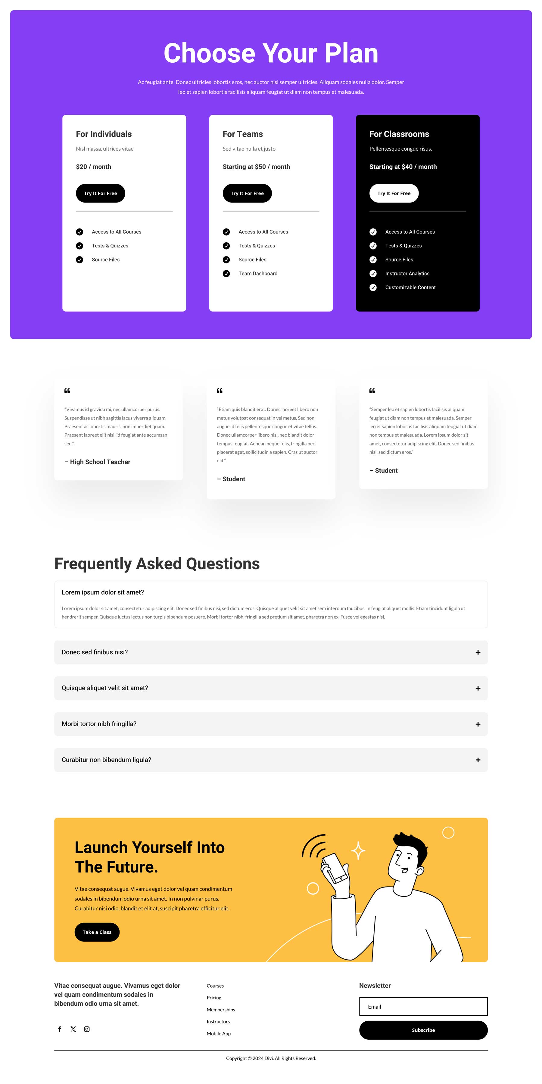 Online Learninge Layout Pack for Divi