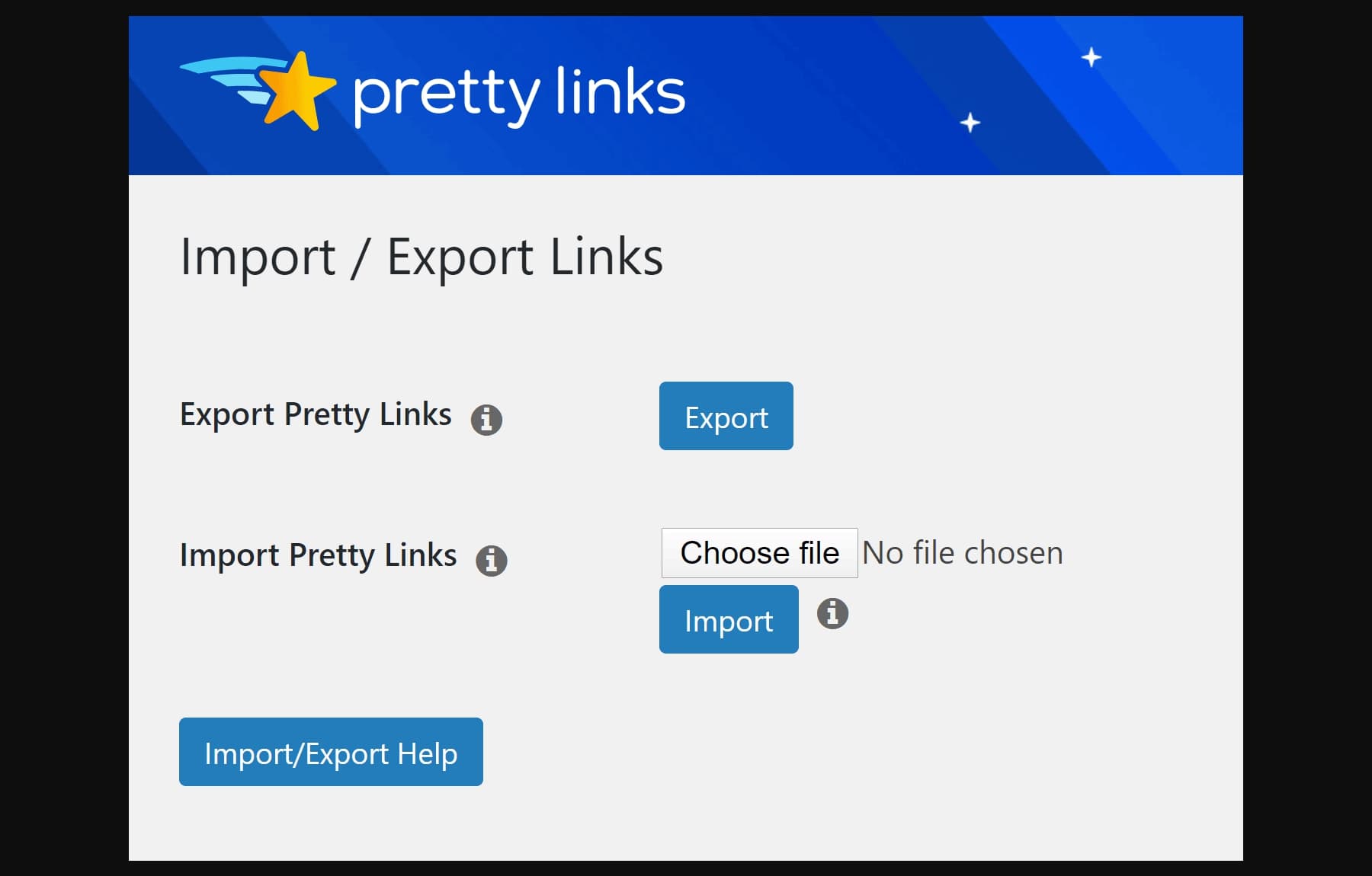 pretty links import export