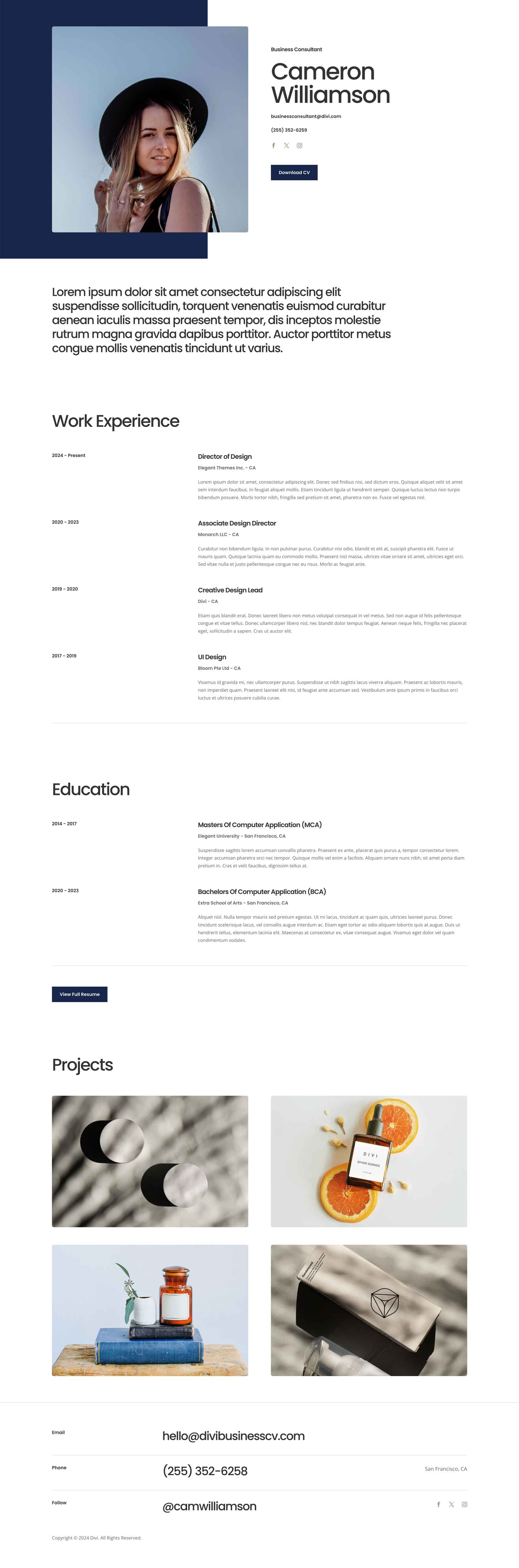 Business CV Layout Pack for Divi