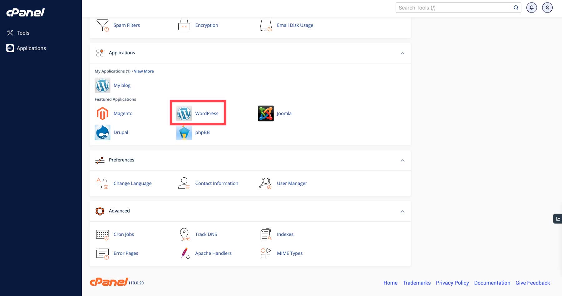 cPanel WordPress