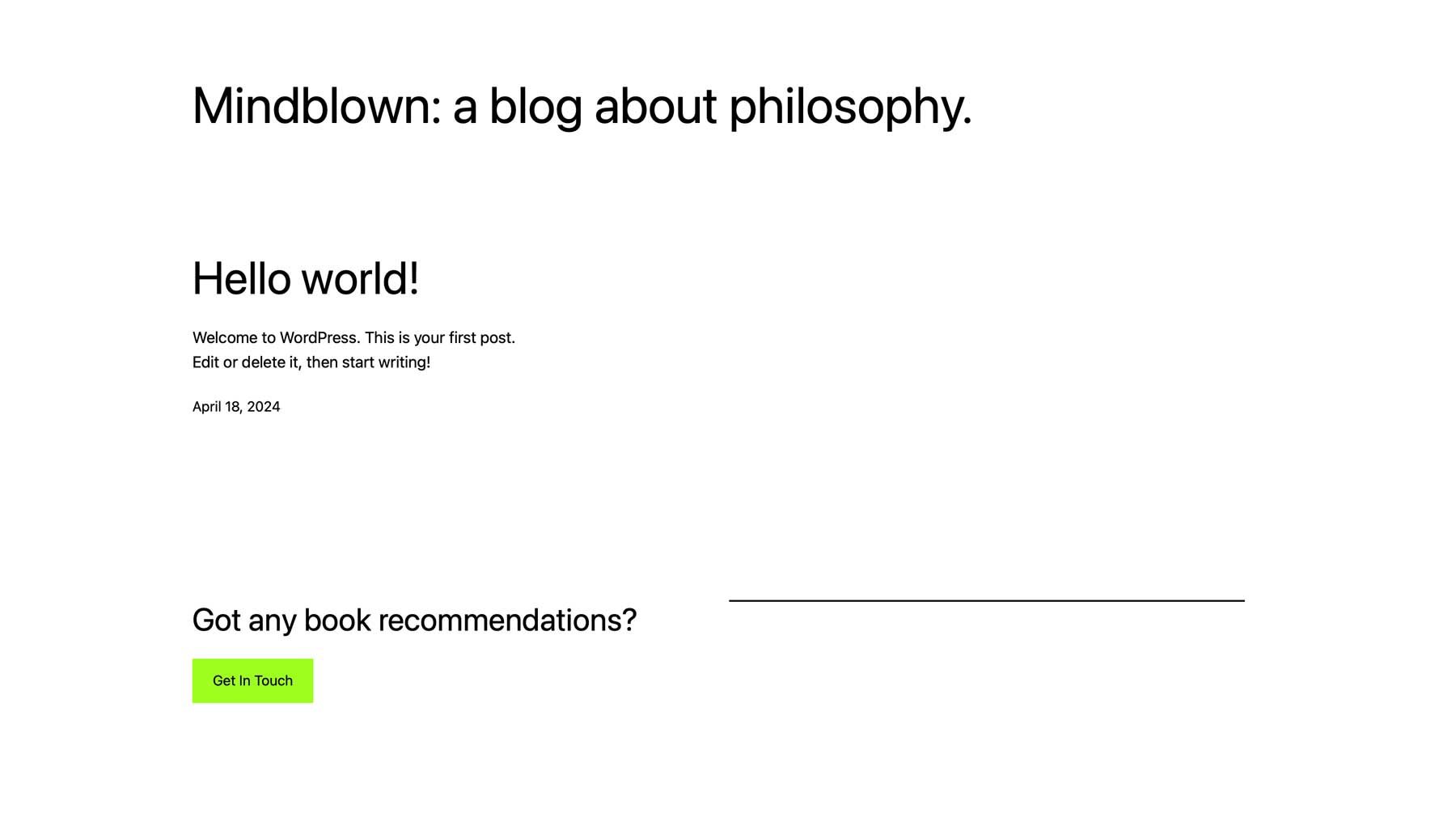 default WordPress theme 