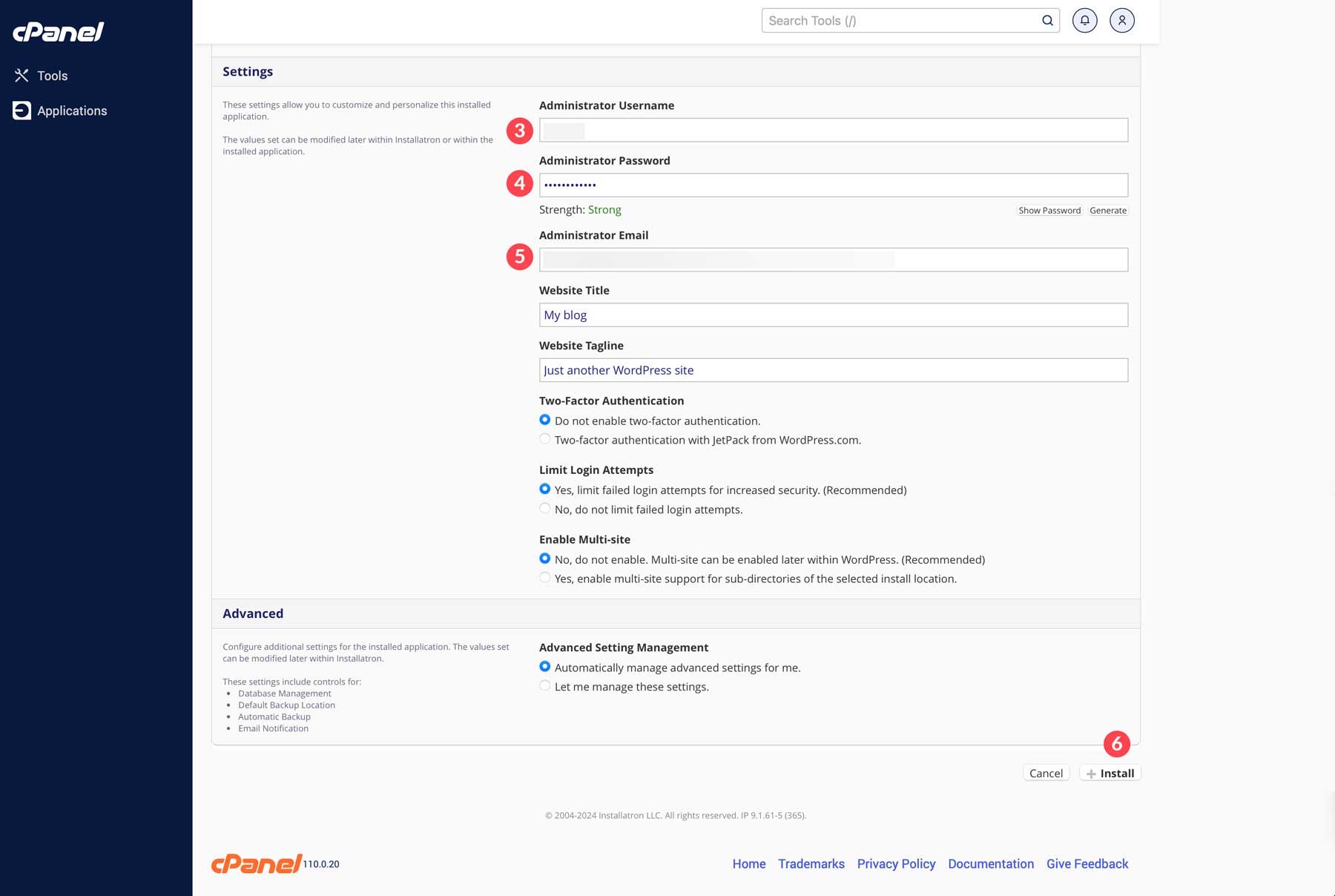 install WordPress