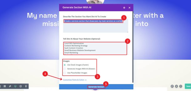 Section Generator How to Use Divi's New AI Section Generator