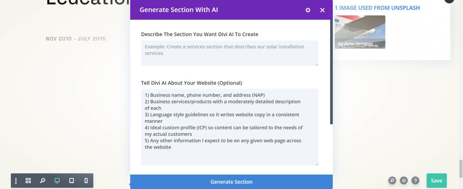 Section Generator How to Use Divi's New AI Section Generator