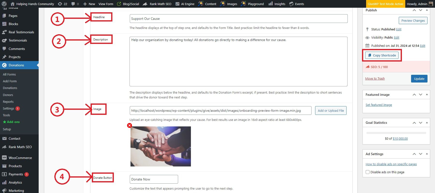 Divi Donation Details