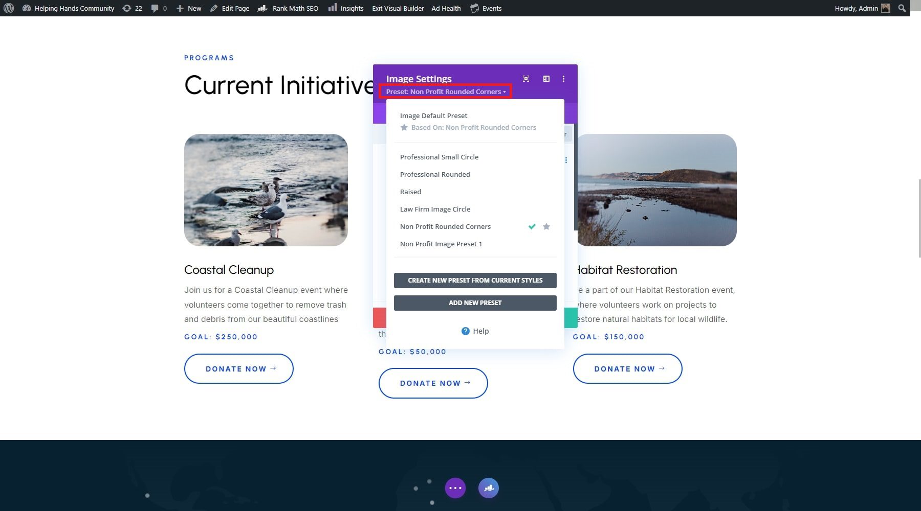 Divi Image Settings Preset