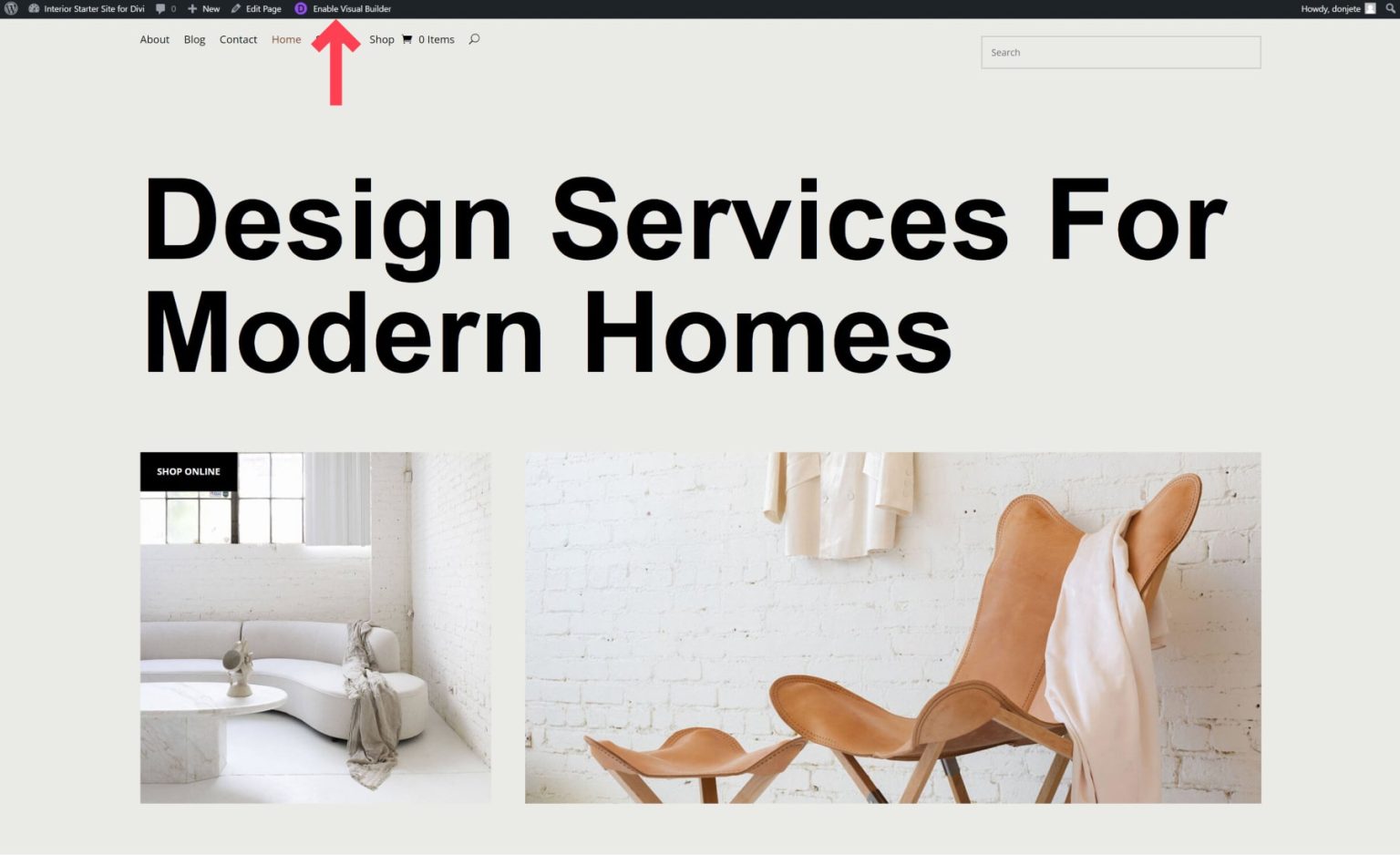 New Divi Starter Site for Interior (Quick Install)