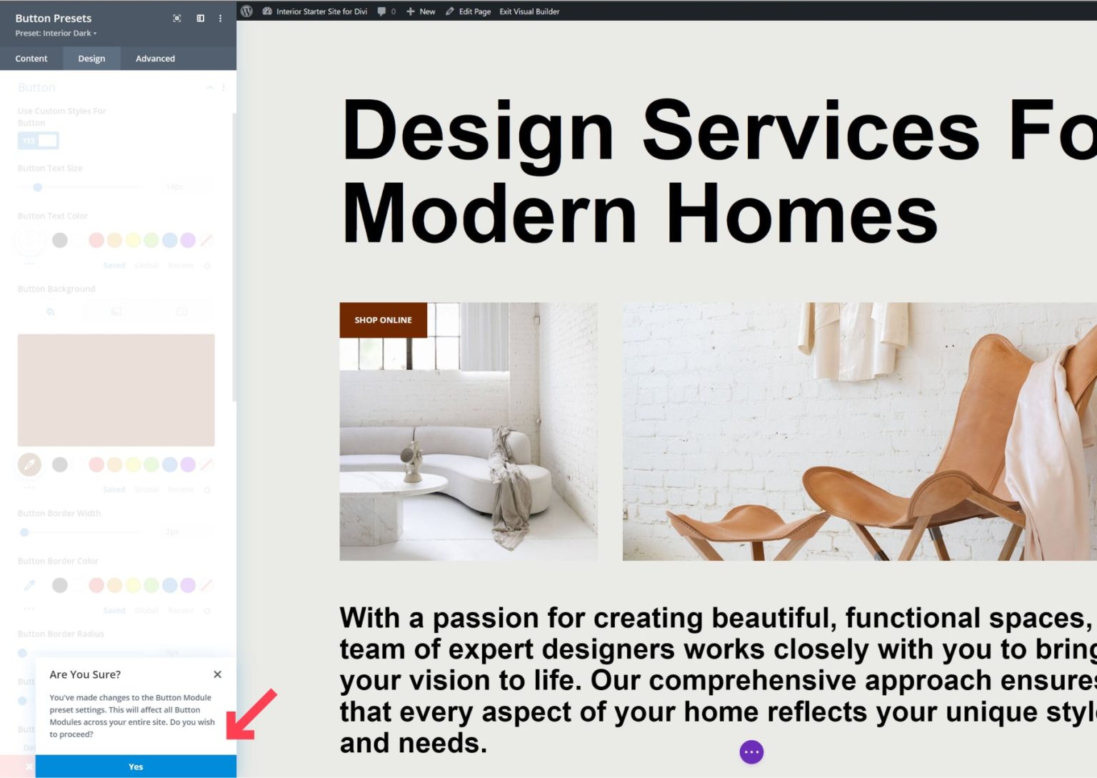 New Divi Starter Site for Interior (Quick Install)