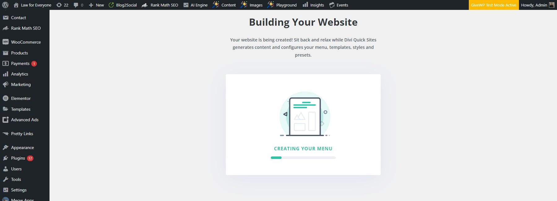 Divi Non-Profit Starter Site Process