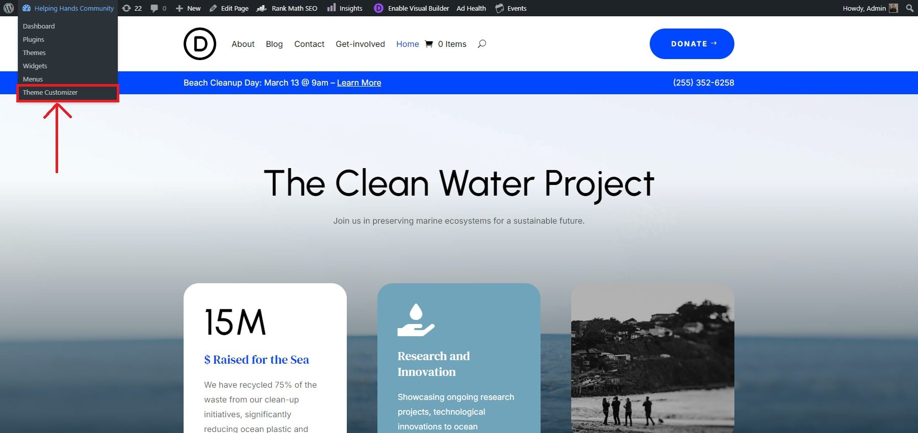 Divi Theme Customizer Dropdown