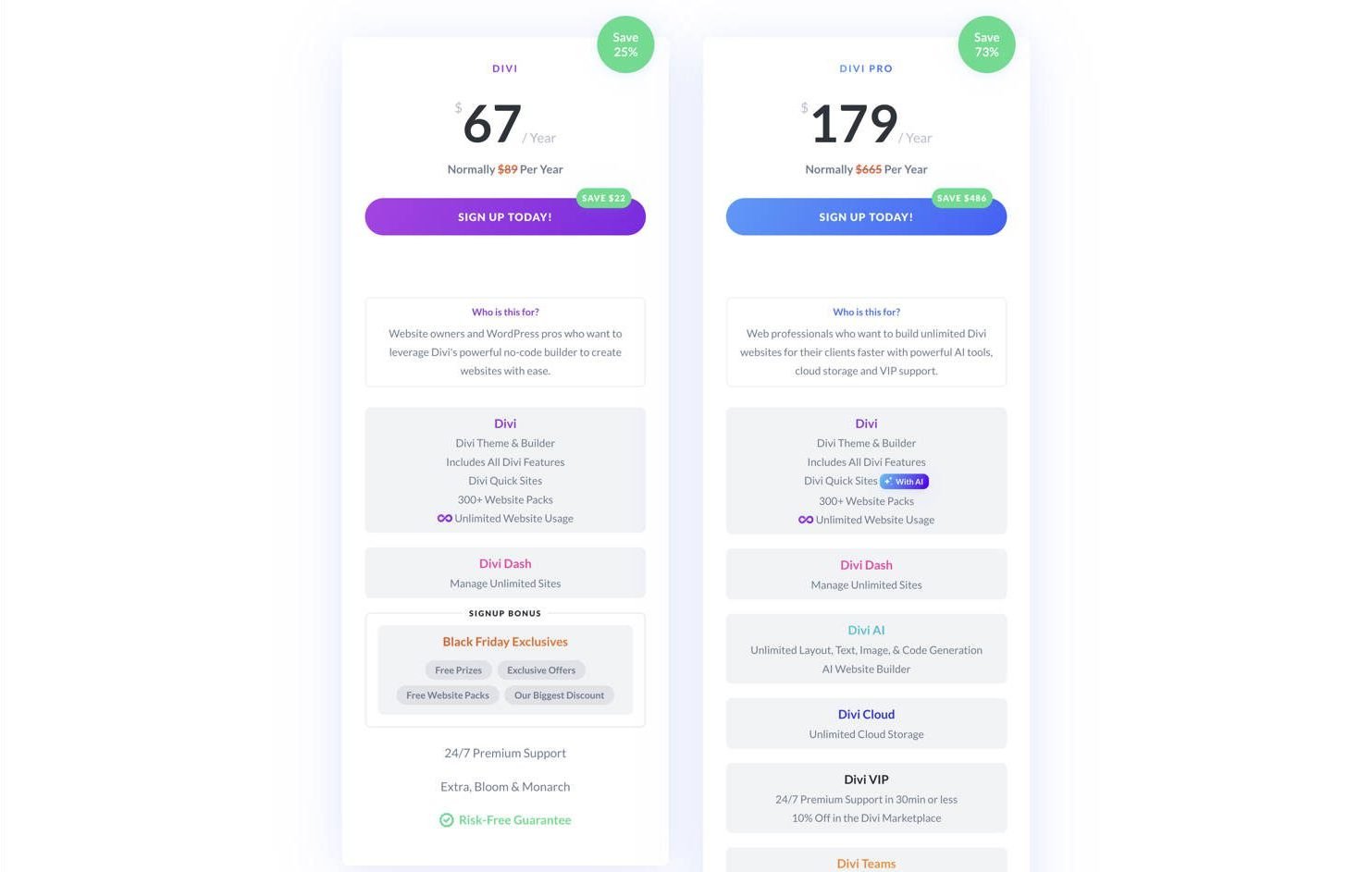 Divi Pro - Black Friday Pricing Page