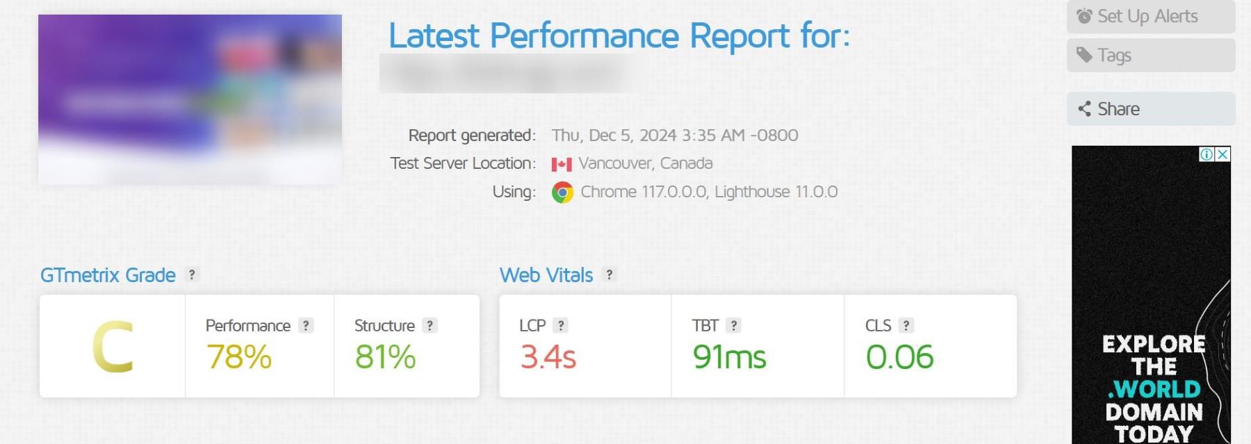 gtmetrix results 1