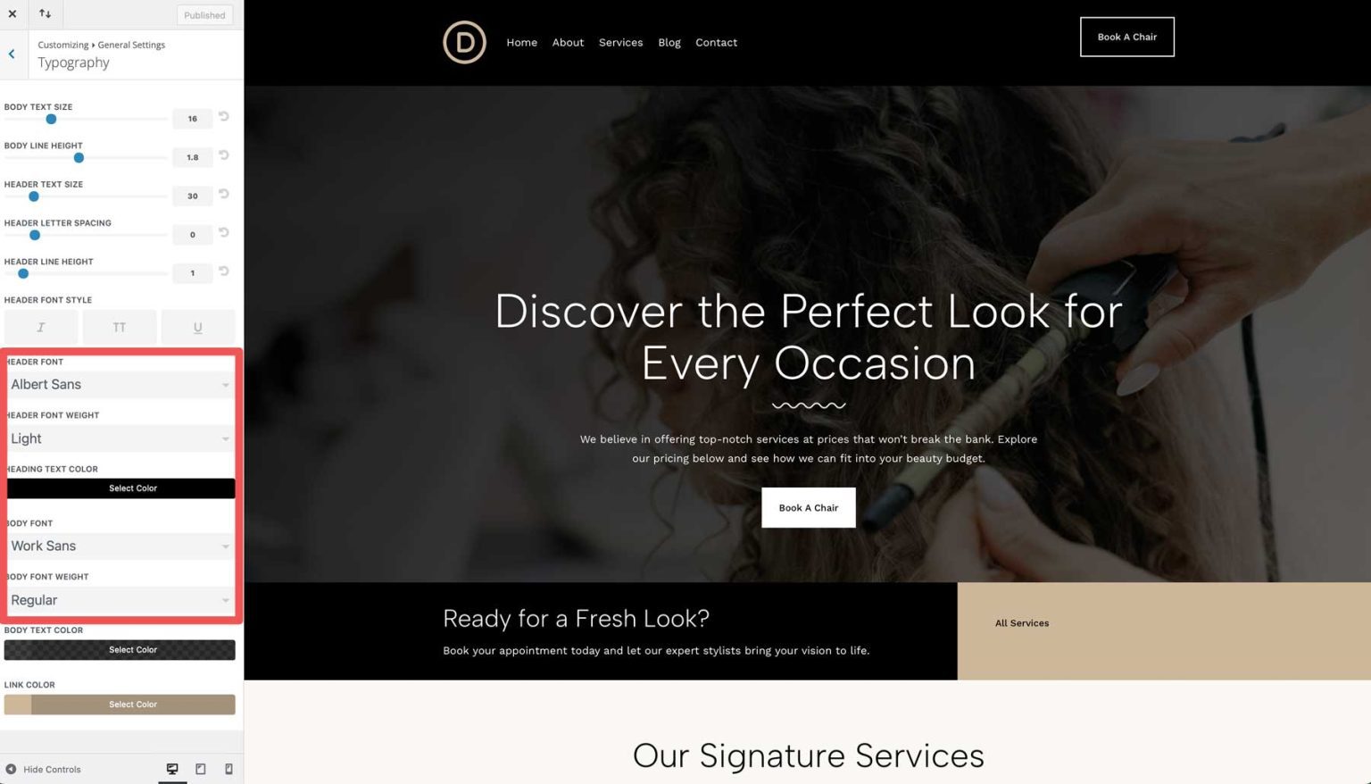 Onstail Website Example New Starter Site for Salons (Quick Install)