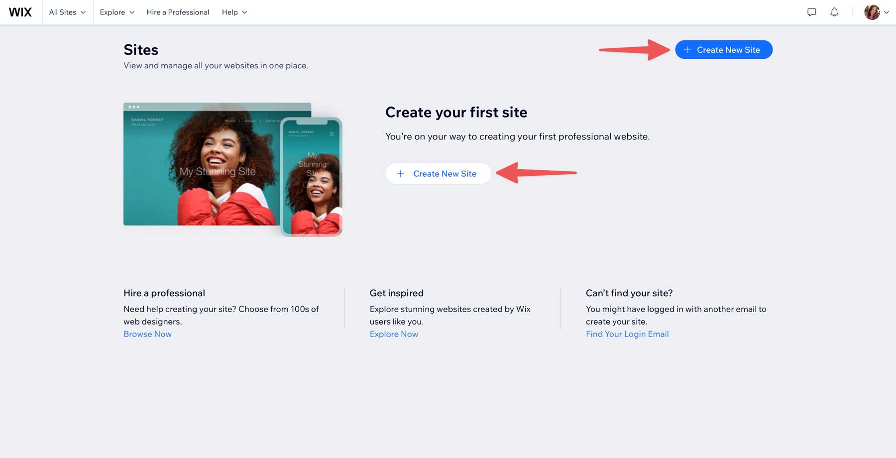 Create A New Site With Wix