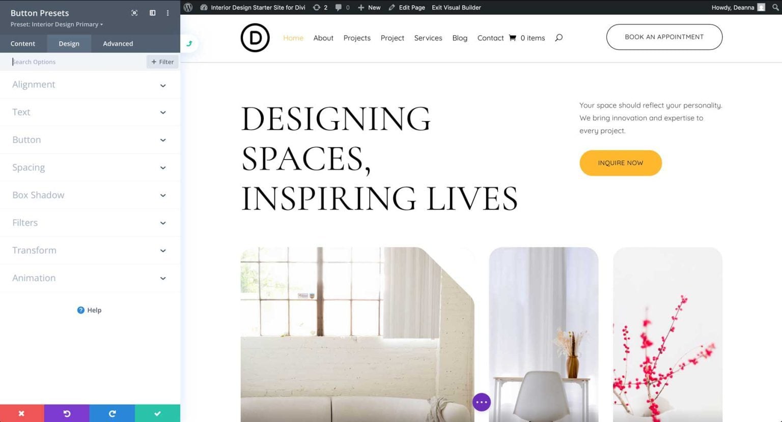 Onstail Website Example New Starter Site for Interior Design (Quick Install)
