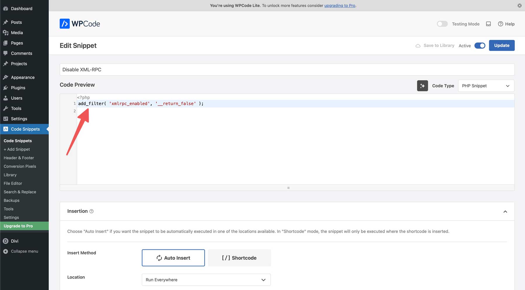 disable XML-RPC