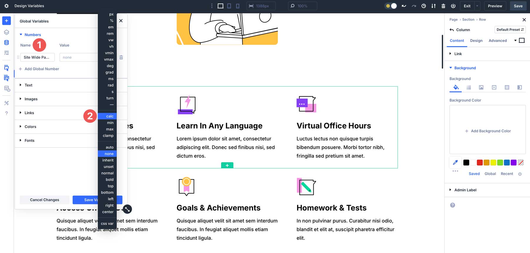 calc in Divi 5