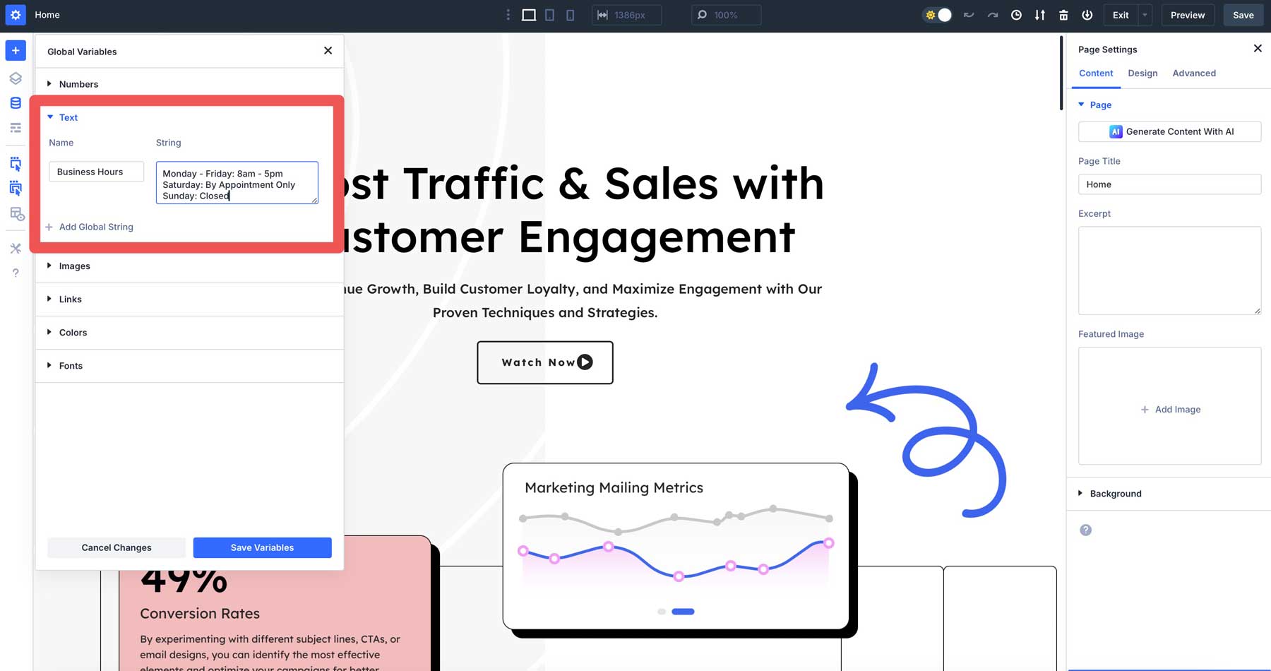 text variables in Divi 5