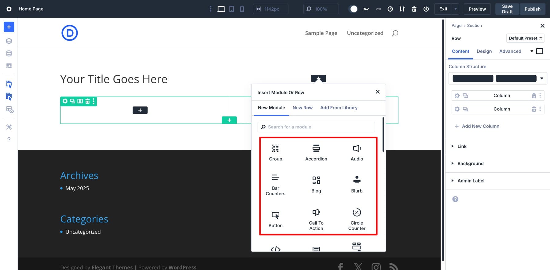 content modules in divi 5