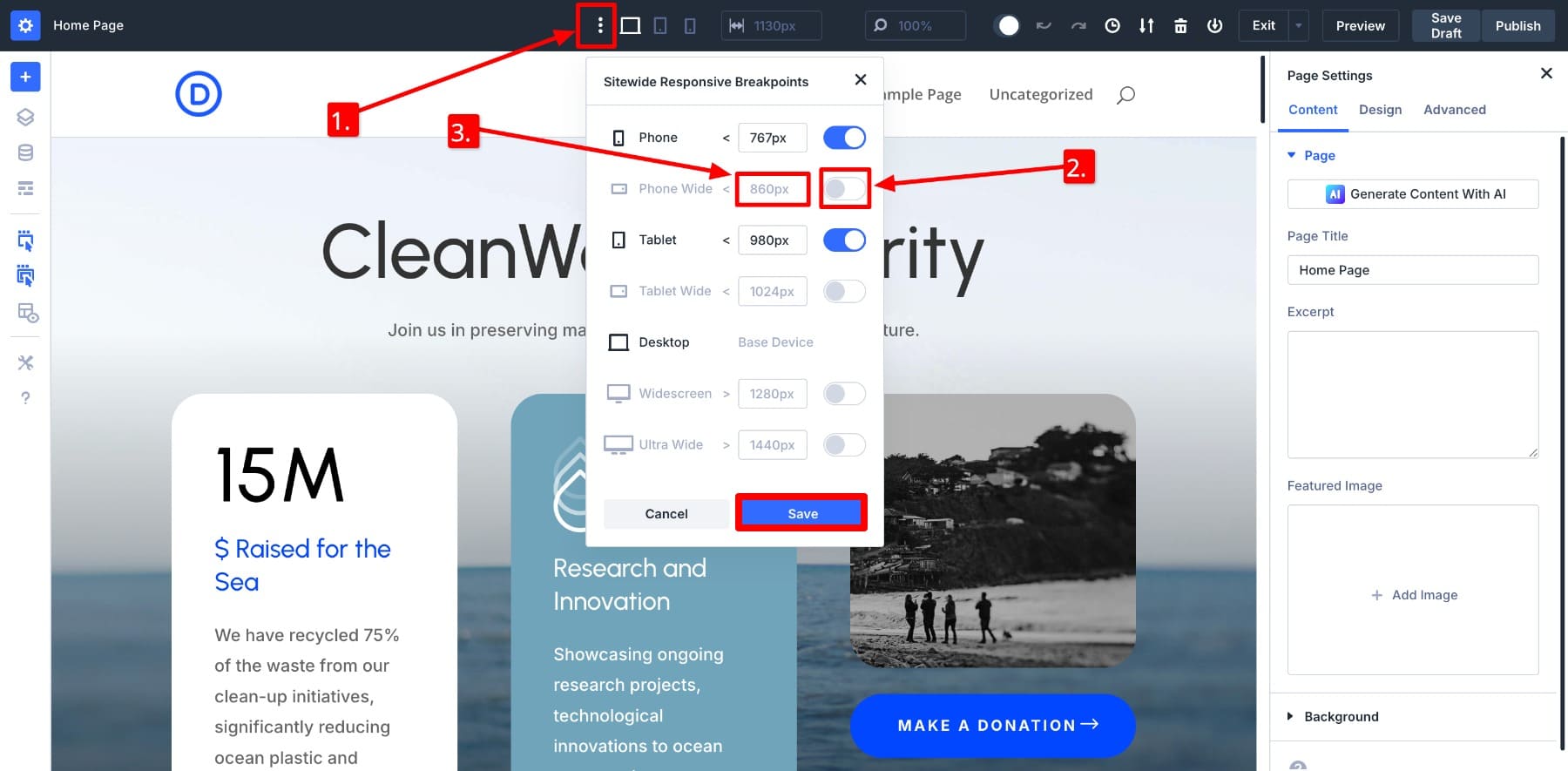managing customizable breakpoints