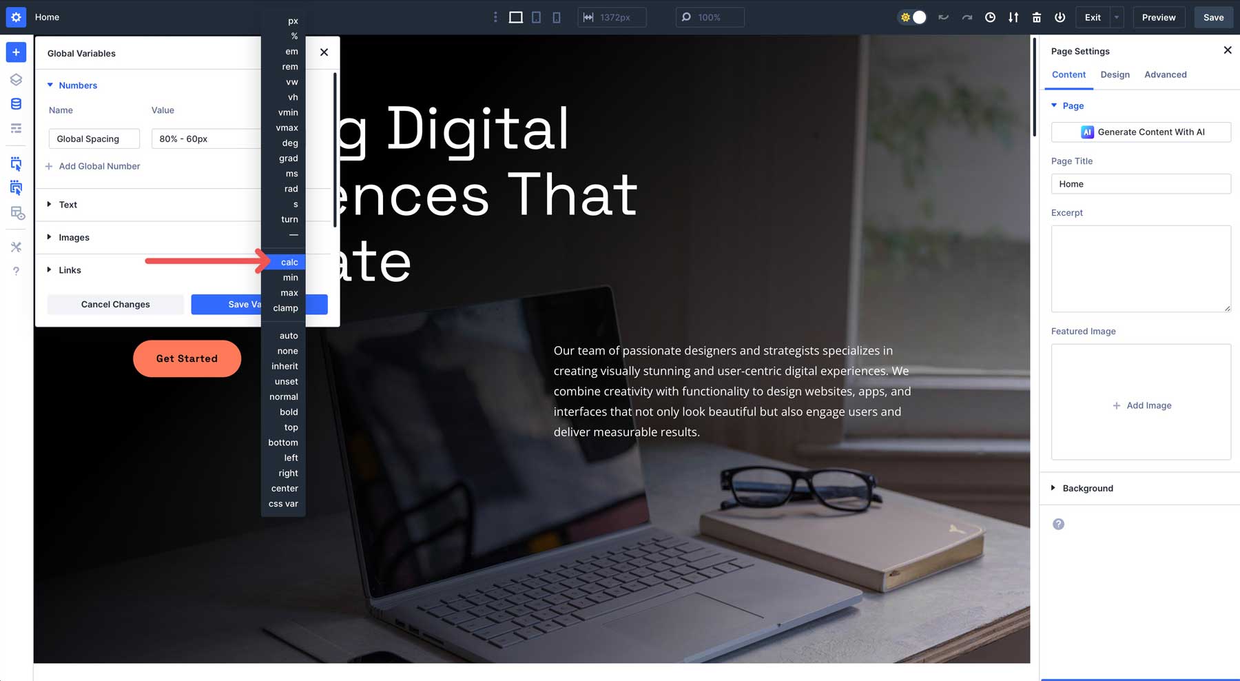 calc() in Divi 5