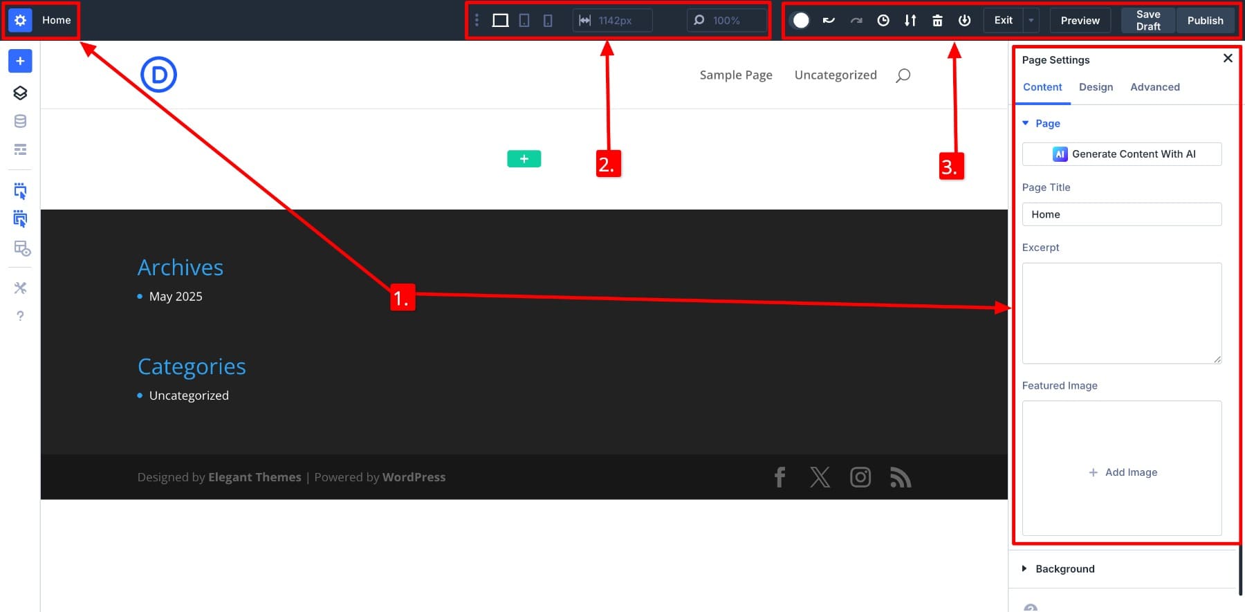 top panel in divi 5