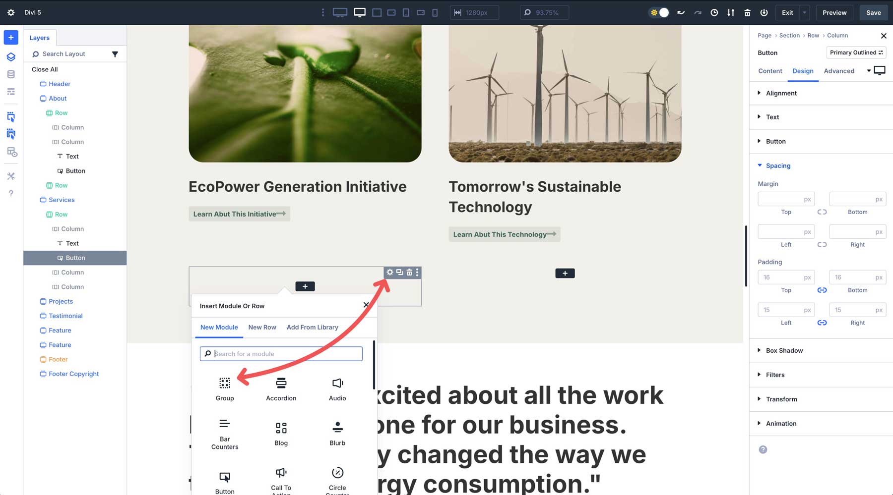 Divi 5 Module Groups