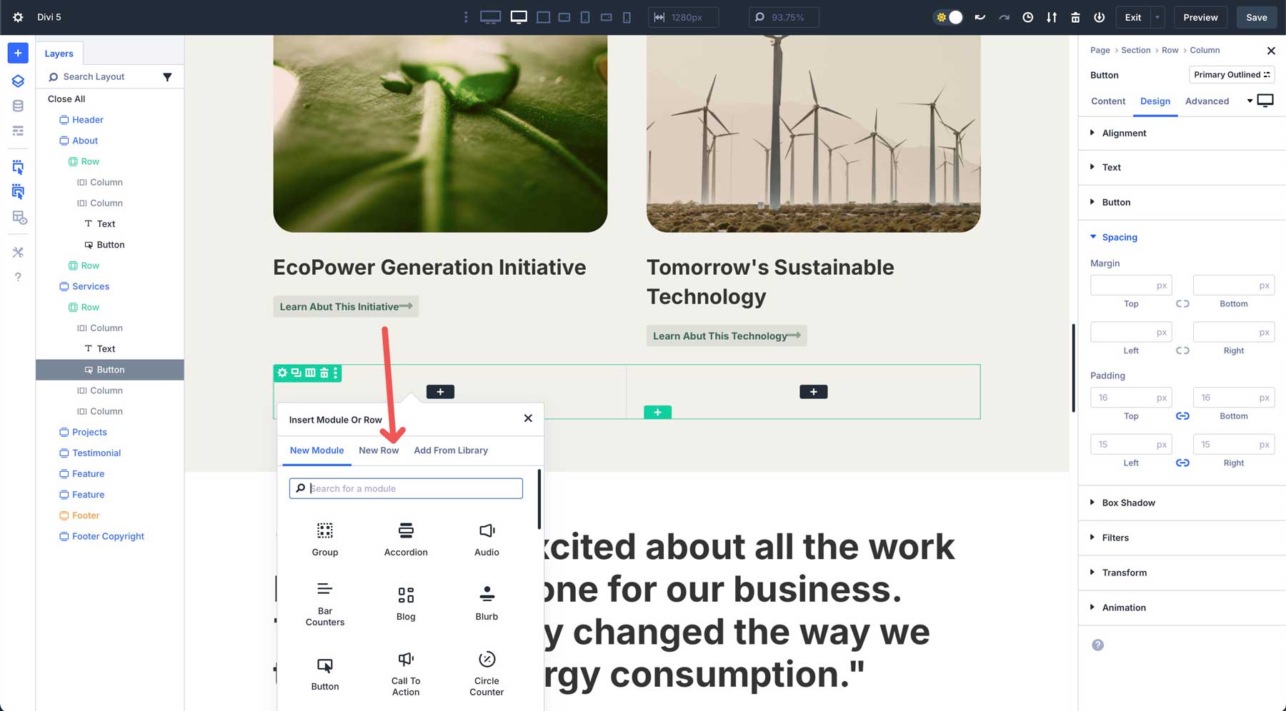 Divi 5 Nested Rows