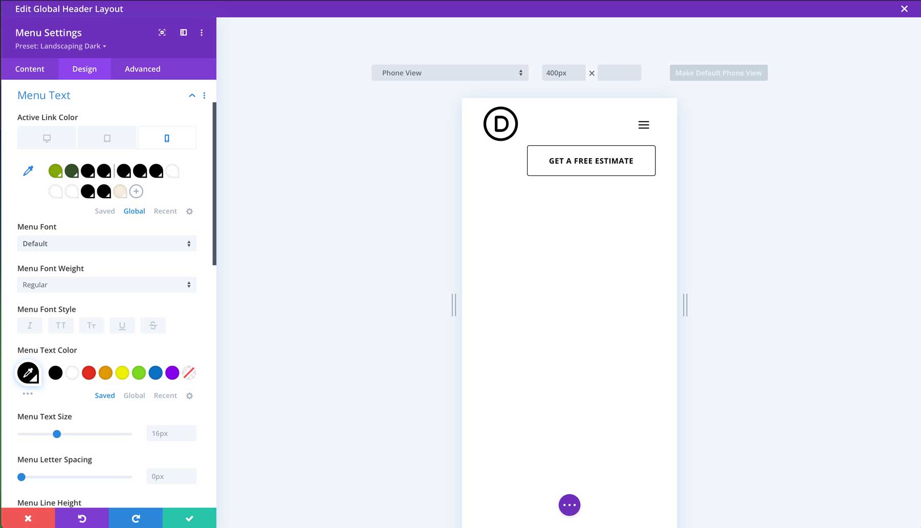 Landscaping starter site for Divi