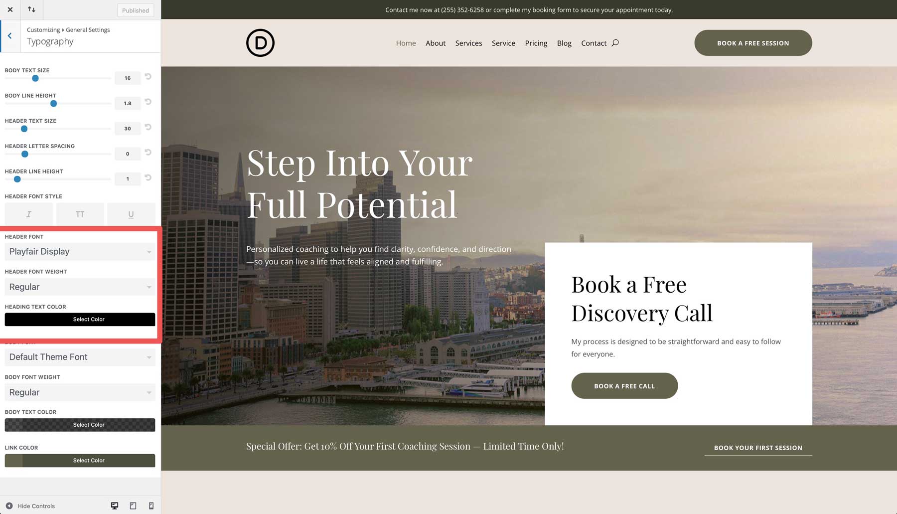 Life Coach starter site for Divi
