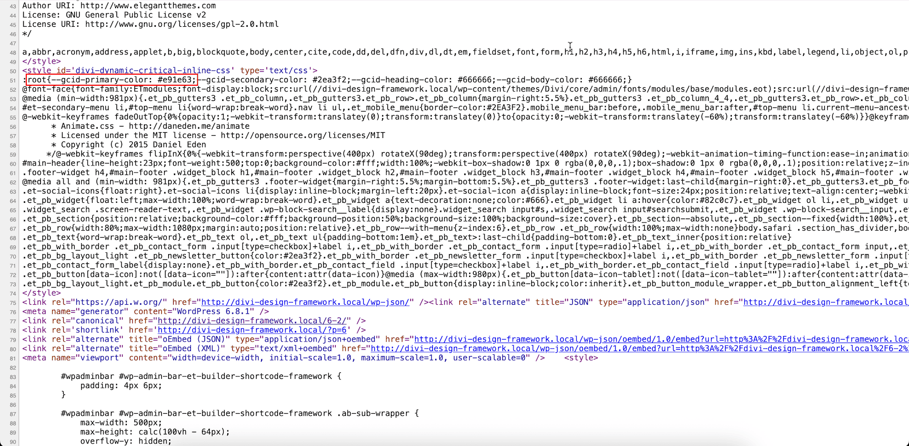 saved primary color as a variable in divi