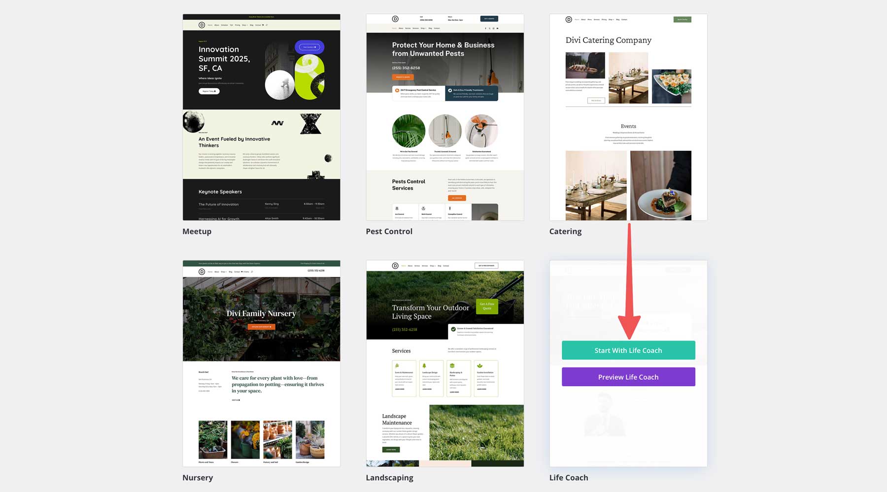 Life Coach starter site for Divi