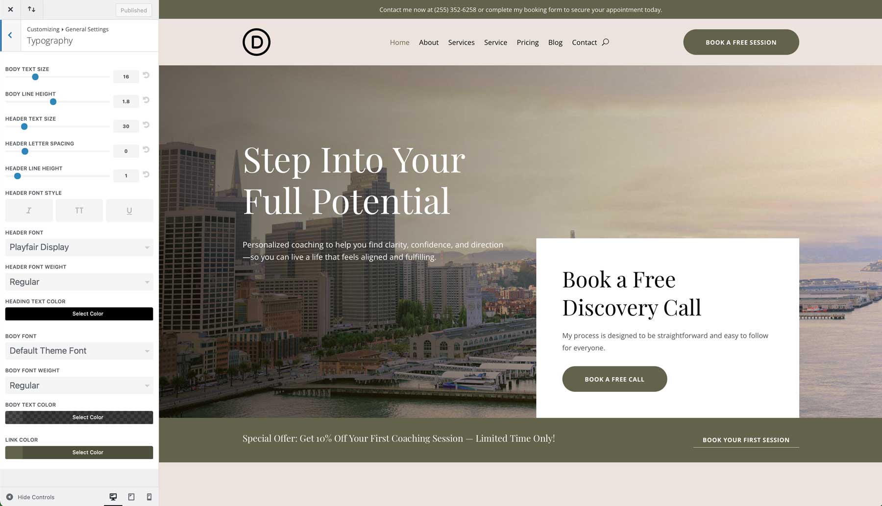 Life Coach starter site for Divi