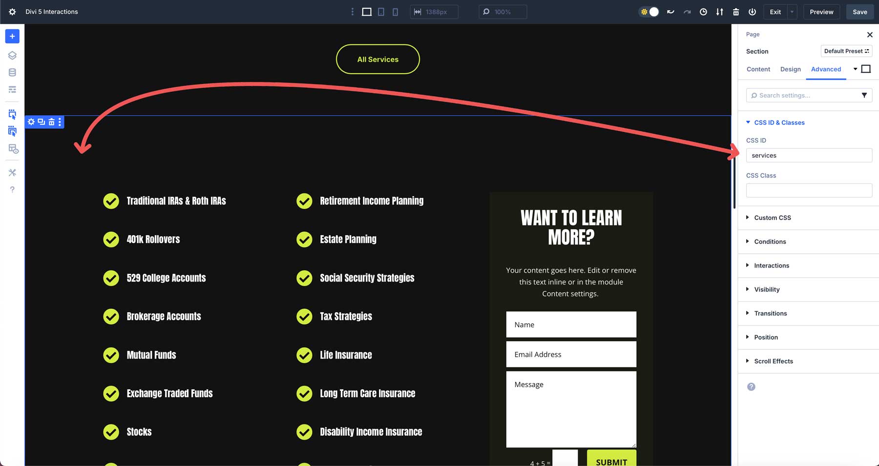 Divi 5 Interactions