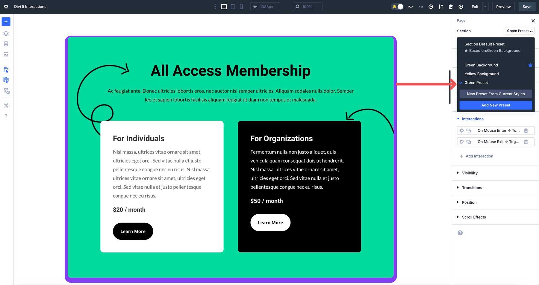 Divi 5 Interactions