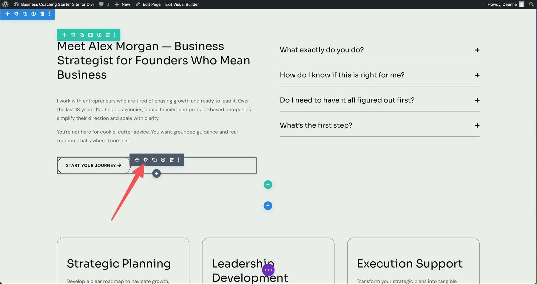 Business Coaching starter site for Divi