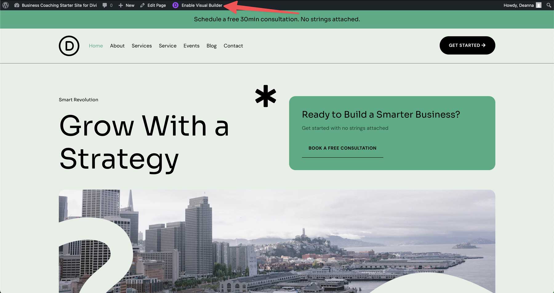 Business Coaching starter site for Divi