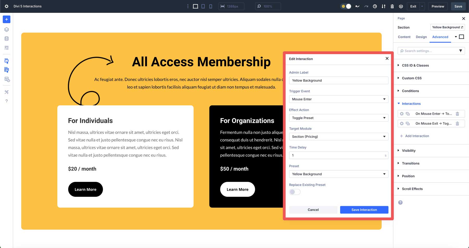 Divi 5 Interactions