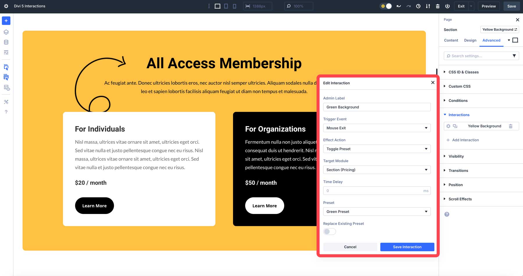 Divi 5 Interactions