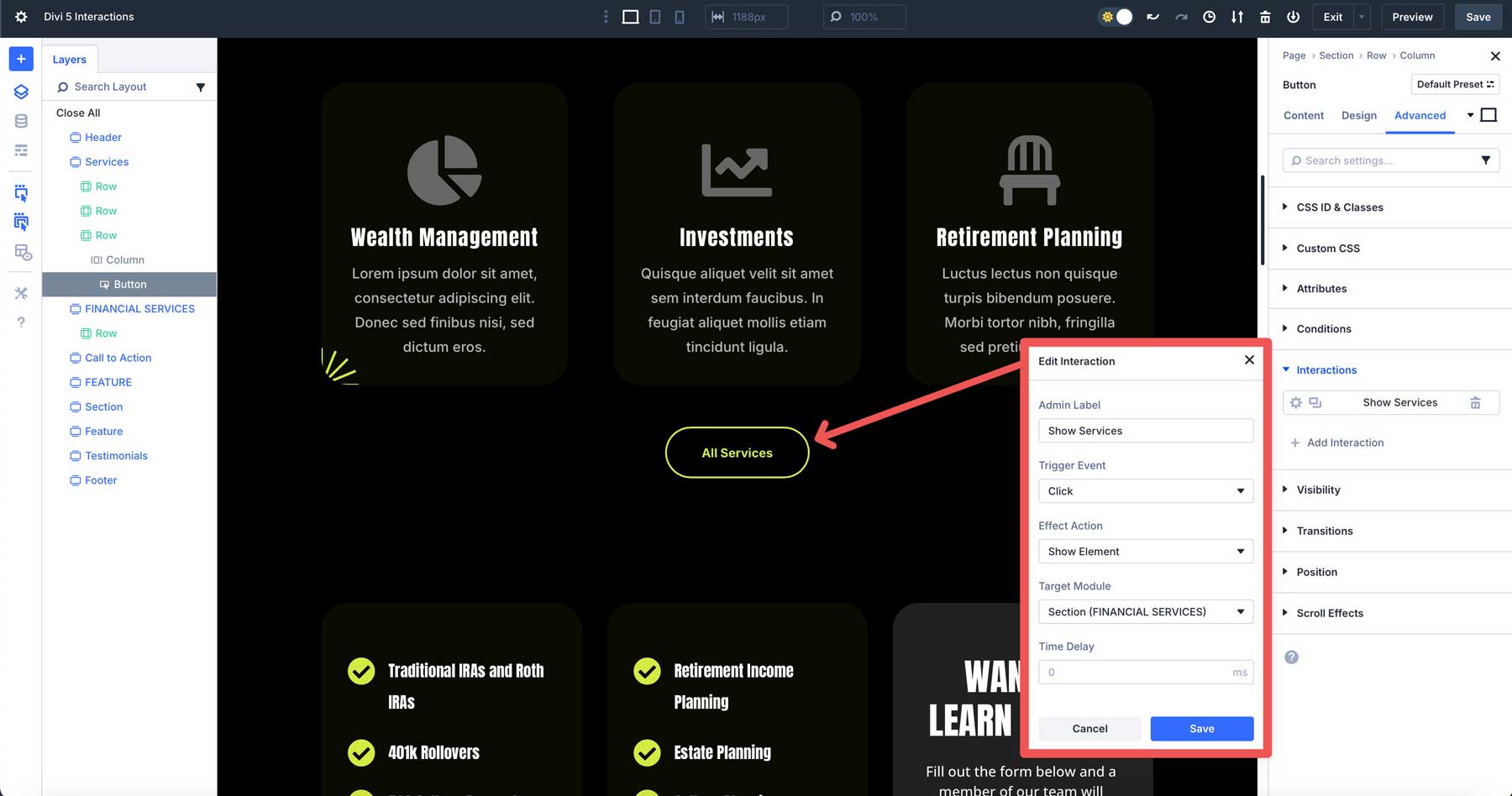 Divi 5 interactions