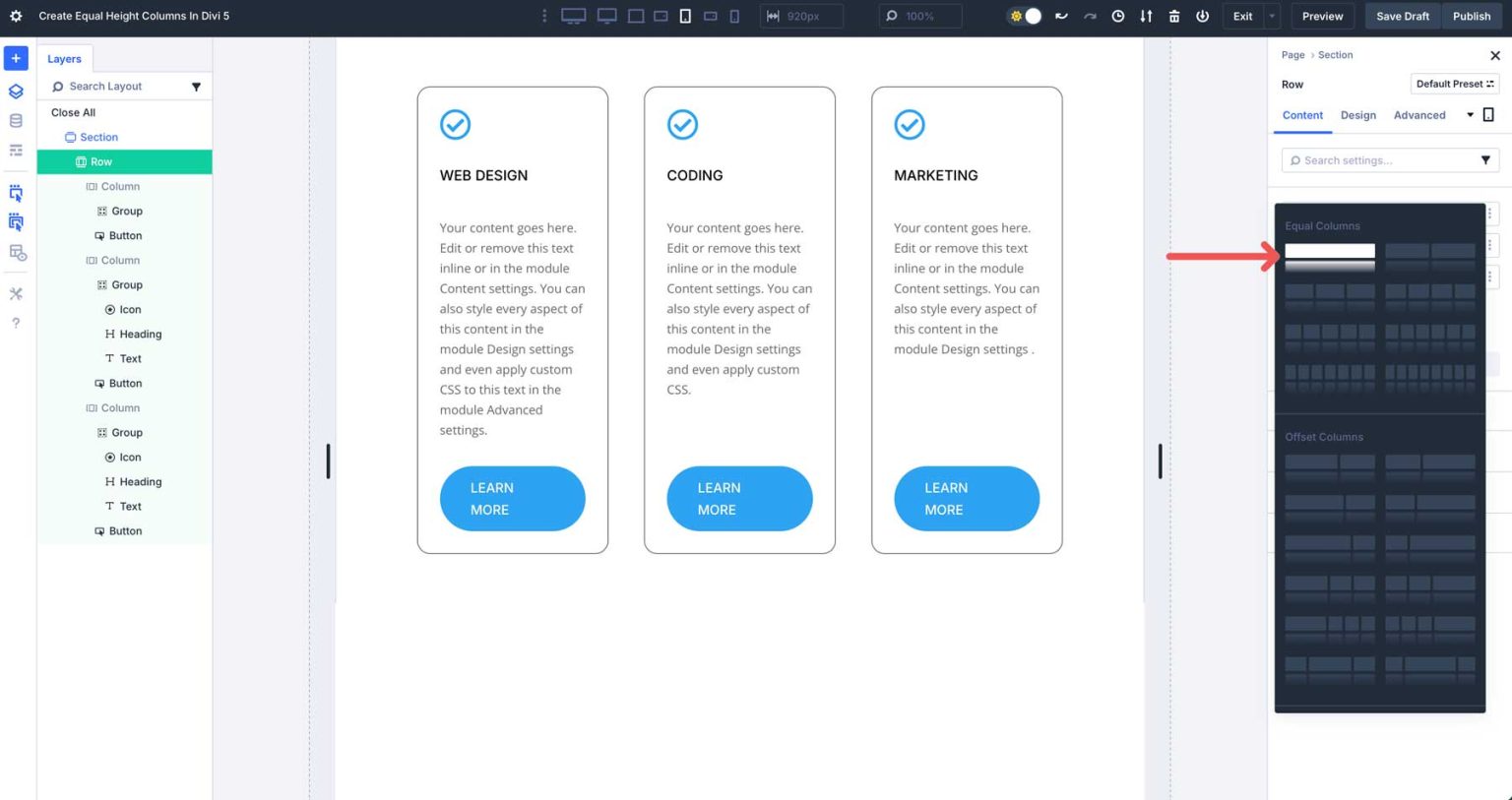 How To Create Equal Columns Heights With Flexbox In Divi 5