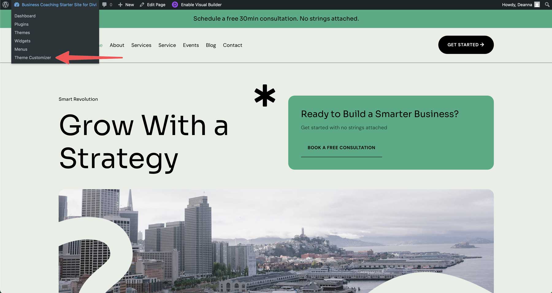 Business Coaching starter site for Divi