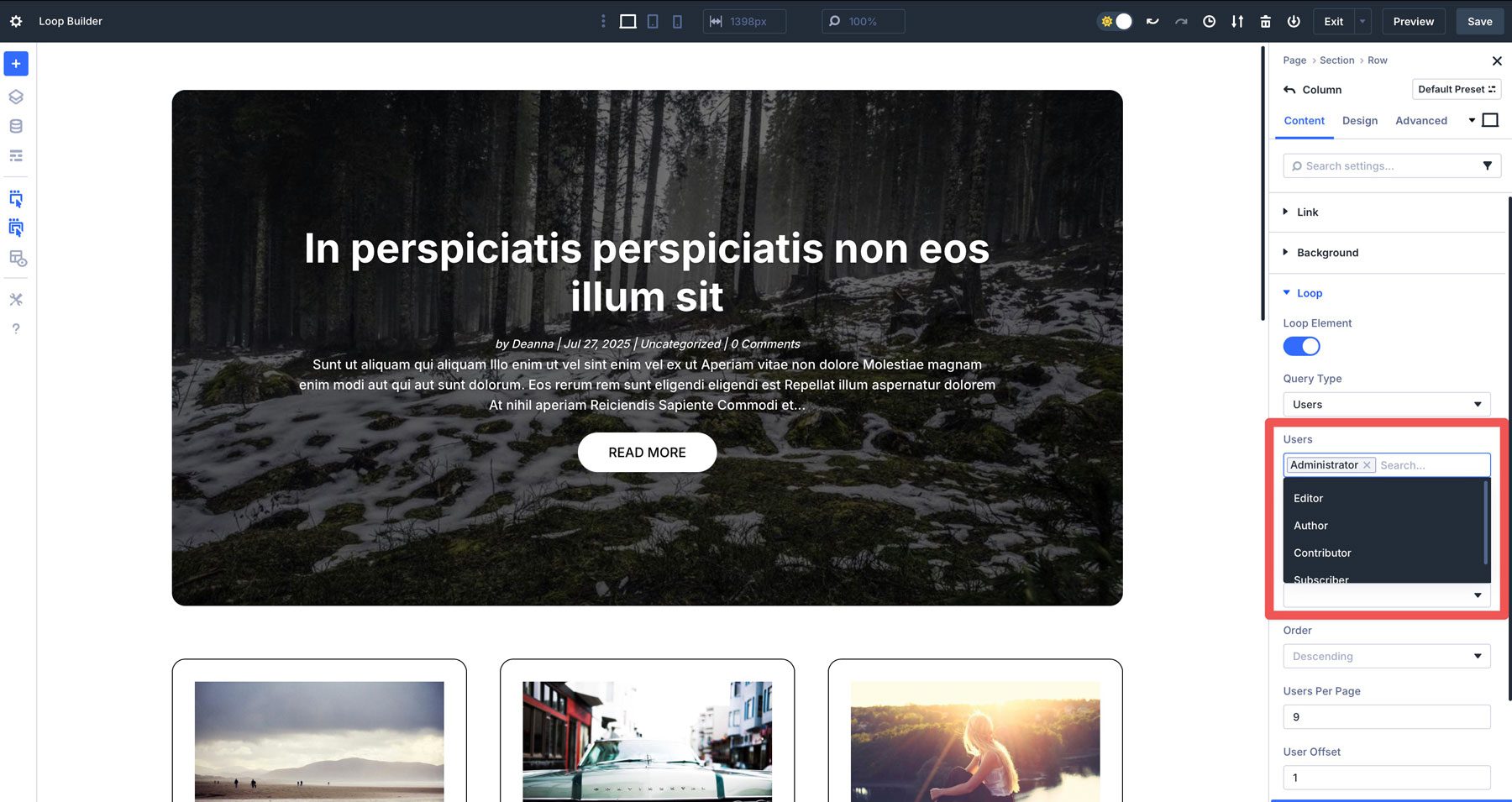 Divi 5 Loop Builder
