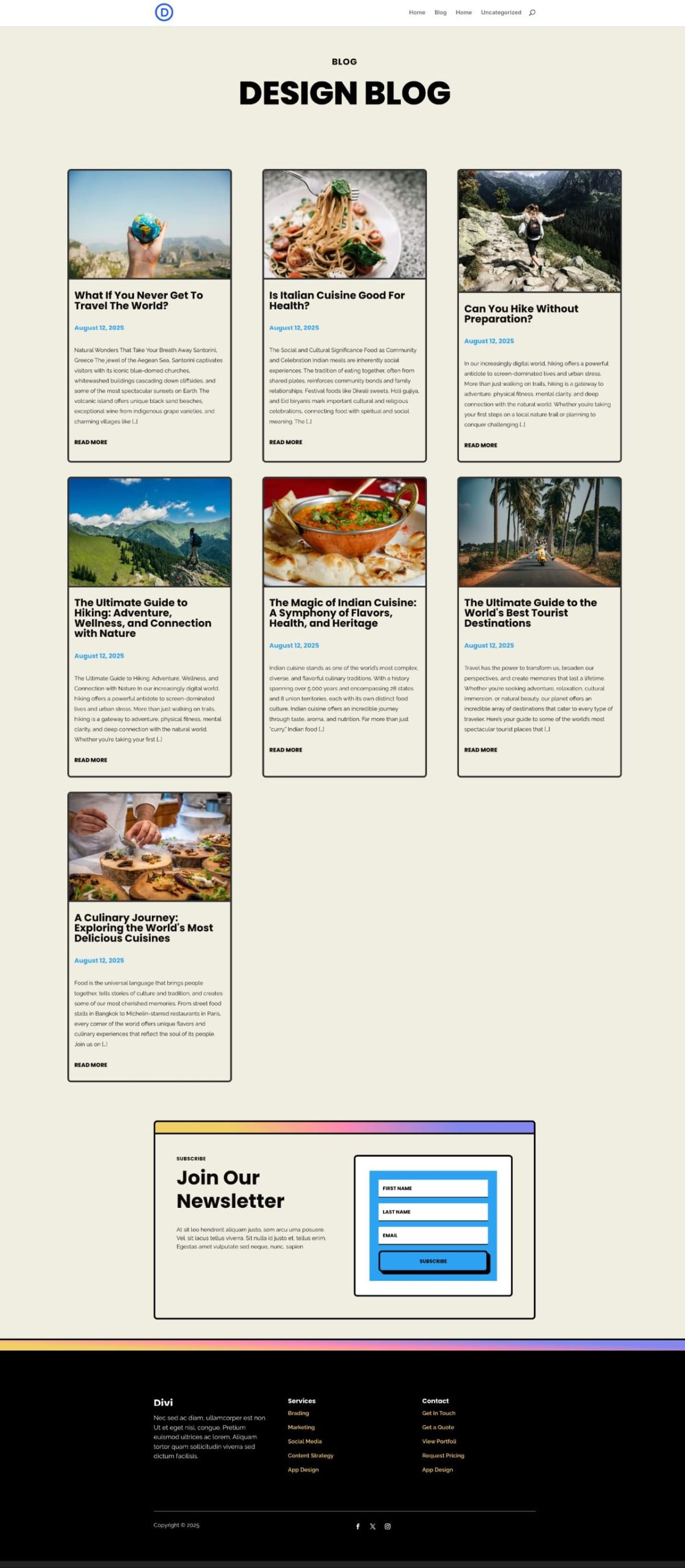 blog listing page