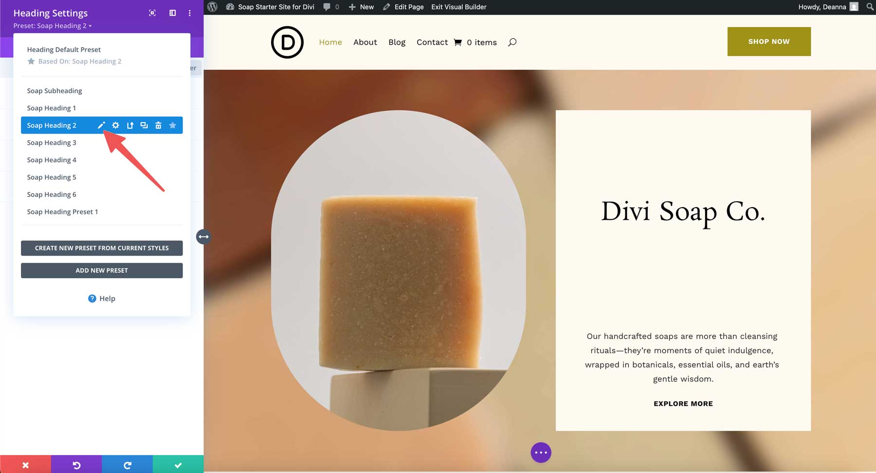 Soap starter site for Divi