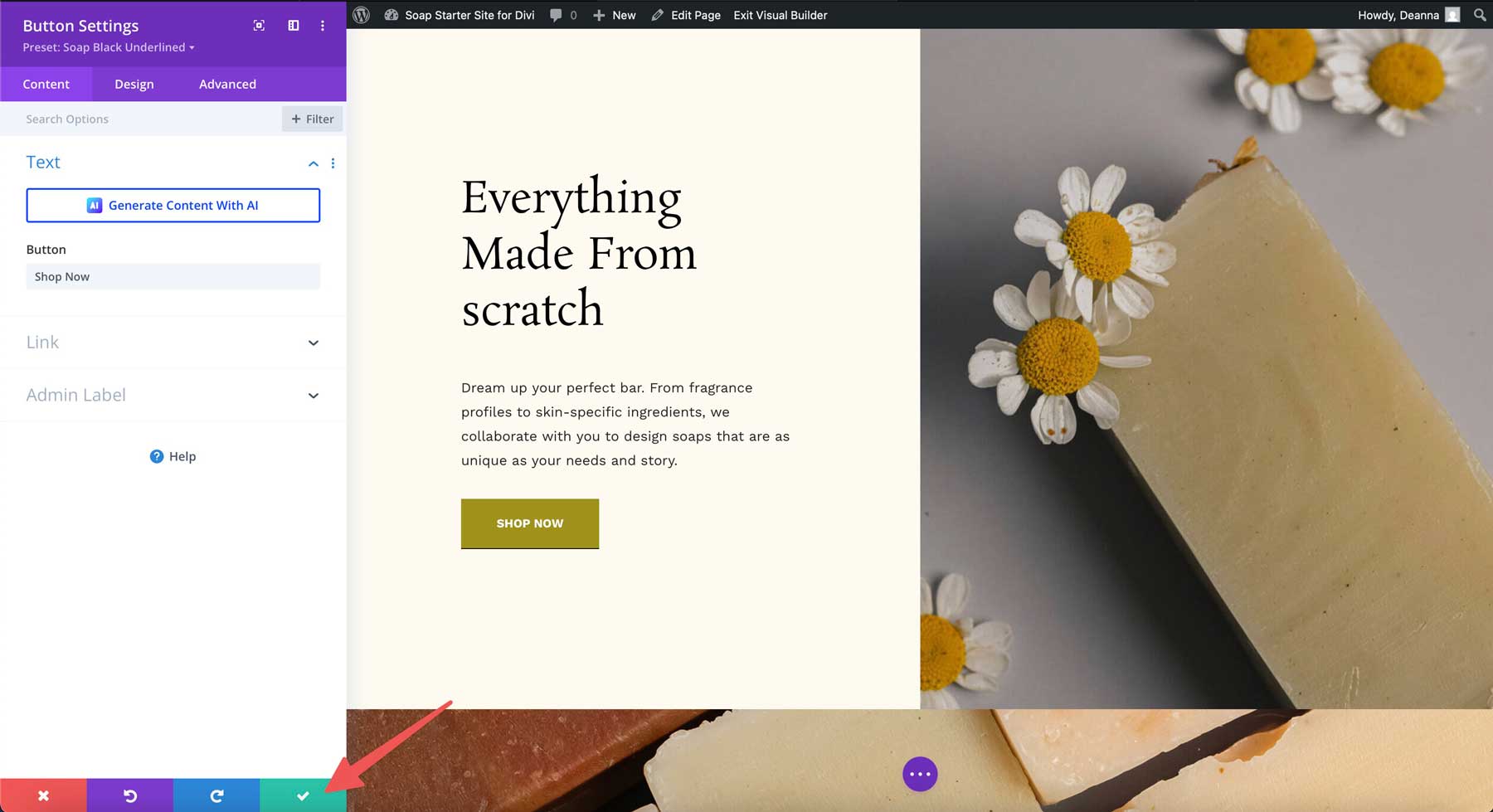 Soap starter site for Divi